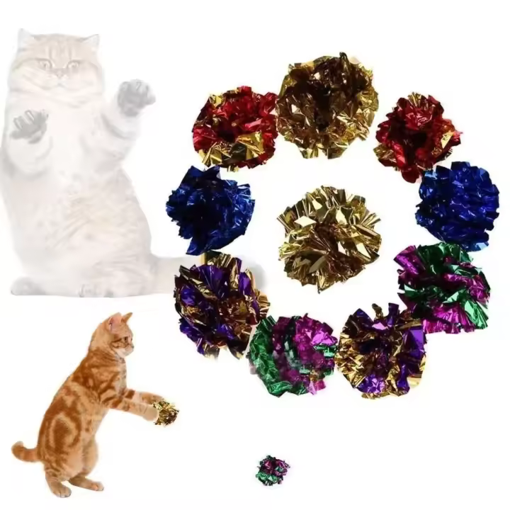 Juguete Para Gatos Bolas De Foil Crinkle Mylar Sonido De Rasguño Papel Ruidoso Juguetes Para Mascotas Productos Para Gatos - 1