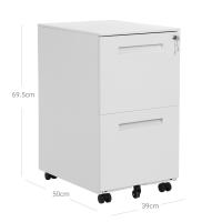 Archivador móvil de oficina con cierre, 2 cajones para documentos y carpetas suspendidas, premontado, 39x50x69,5 cm, en blanco - details 3