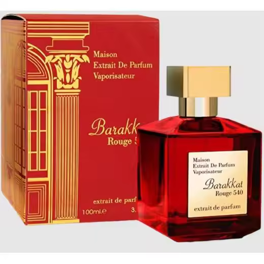 Perfume arabe Barakkat Rouge 540 y Barakkat Rouge Extrait parfum 540 100 ml Fragrance World,Fragancia duradera ,lujosa ,orinetal , Perfume de mujer y de hombre - 1