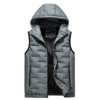 Chaleco Sin Mangas Para Hombre Con Capucha Cuello Erguido Multicolor Caliente Otoño Invierno Casual Zipper Estilo Regular - details 3