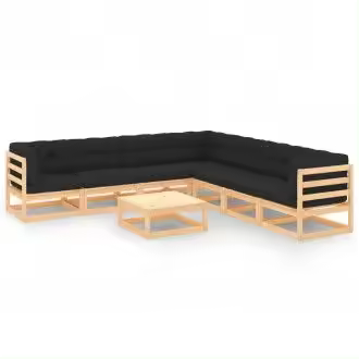VIDAXL 3083839 juego de sofás y mesa para jardín con cojines 8 piezas madera y gris antracita - 1