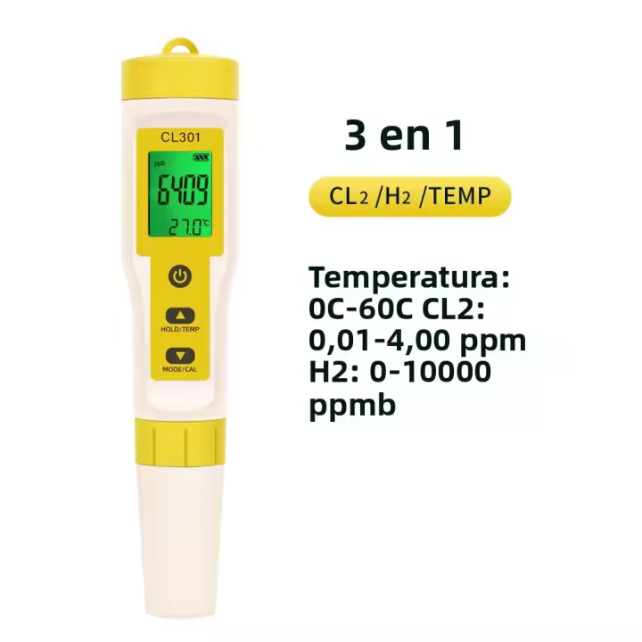 Medidor De Cloruro 5 En 1 Medidor De pH CL2 H2 ORP Temperatura Para Agua De Piscinas Agua Potable Acuario Medidor De Calidad Del Agua - 1
