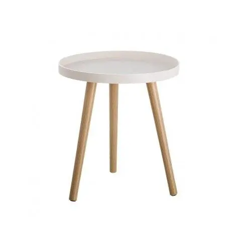 STARLEY-Mesita Auxiliar de Polipropileno Moderna Blanca de 43x40x40 cm perfecta para decorar  salón, comedor, habitación. y oficina - 1