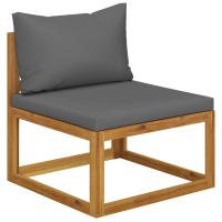 vidaXL Set de sofá de jardín 2 pzas con cojín madera maciza de acacia Gris oscuro, Crema, Conjunto Terraza Muebles Jardín Exterior Juego de Muebles de jardín Mueble Jardín Exterior Muebles de Salon Exterior - details 0
