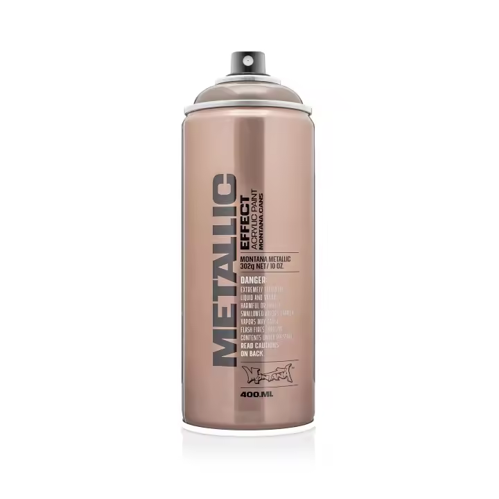 Montana Cans Efecto Metálico Color Champán 400ml - acabado satinado duradero, resistente a la luz y al desgaste, presión media, para metal, porcelana, cerámica, albañilería, madera, vidrio, pantallas y todo tipo de superficies - 1