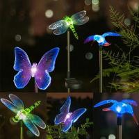Lámpara De Jardín Solar LED Impermeable Con Diseño De Mariposa Y Libélula Para Paisaje Exterior Instalación Sencilla Sin Bombillas Incluidas - details 0