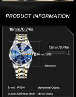 Reloj De Pulsera Cuarzo POSHI Para Hombre Resistente Al Agua Con Calendario Y Semana Luminoso Manos Dual Moda Y Casual - details 4