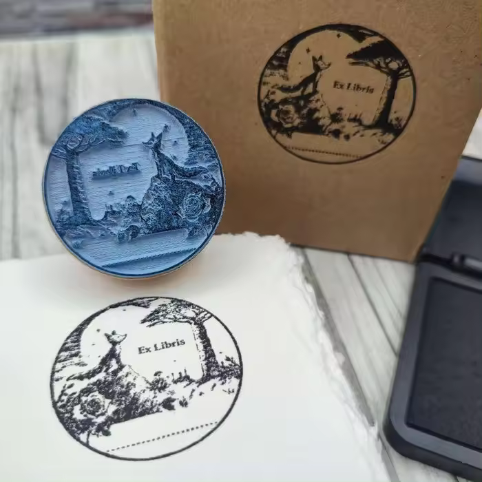 COLOP SELLO EXLIBRIS DE MADERA + TAMPON ROSA Y ZORRO R45 PRINCIPITO - 1