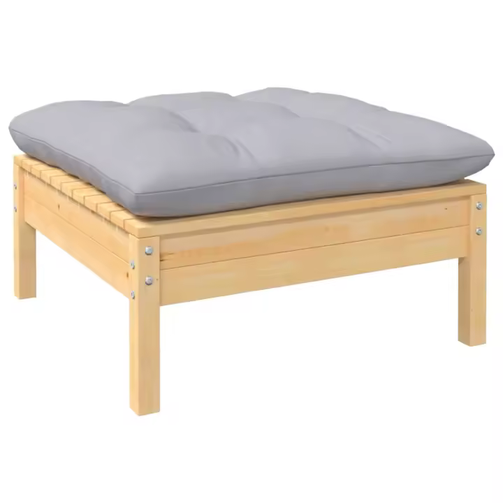 Reposapiés de Jardín con el cojeo Madera de Pino Gris - 1