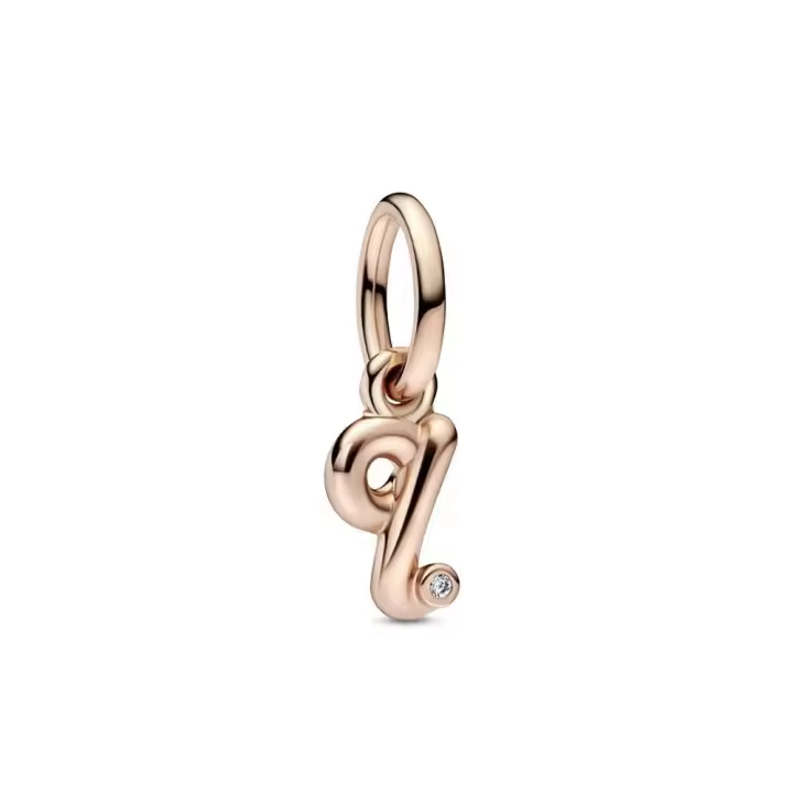 PANDORA Charm Colgante Letra Q Alfabeto Oro Rosa 14k Joyería Infantil - 1
