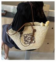 Bolso de paja Bolso de gran capacidad Bolso de mano tejido a mano Bolso de Playa para Mujer (1 Unidad, beige) （A 50*28*19cm）（a34*20*13） - details 0
