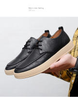 Zapatos Casuales Para Hombre En Cuero Genuino Italiano Zapatillas De Correr Al Aire Libre Zapatos De Oficina Con Cordones - details 0
