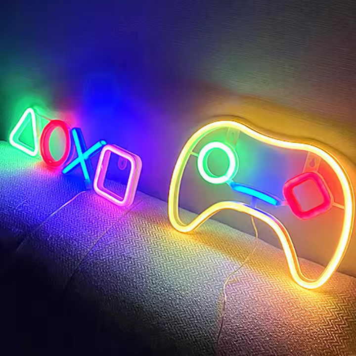 Lámpara LED De Juego Personalizada Con Diseño De Icono Neon Para Pared Decoración De Habitación KTV Bar Club Luz Colorida Atmosfera Playstation - 1