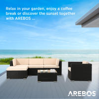 AREBOS Muebles de Jardín Polirratán Lounge | Resistente UV | Negro | Lounge Nizza - details 10