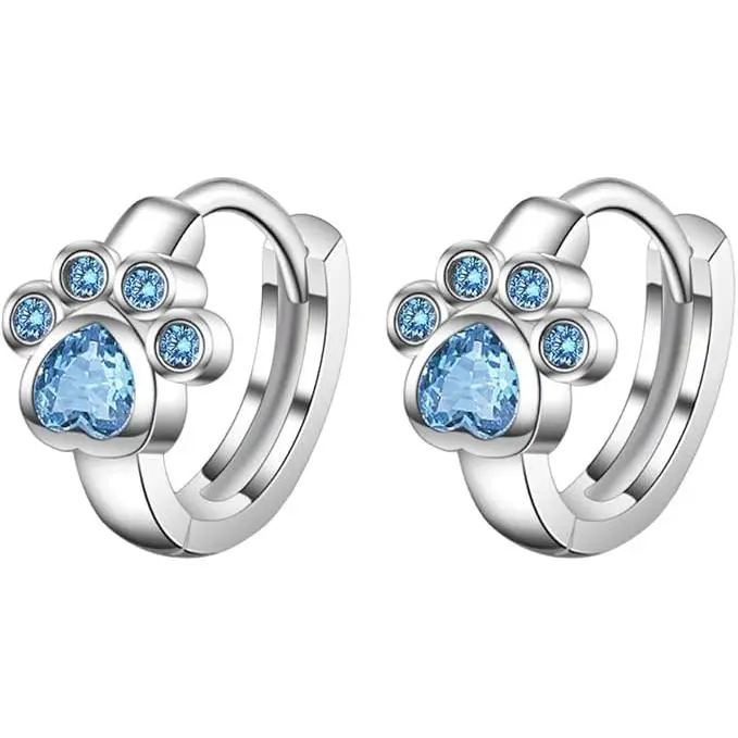 Mujer Plata de ley 925 Con Diseño huella Cristal Circonita - Regalo Ideal Aretes Aro Elegantes y Sofisticados Joyería de Moda - 1