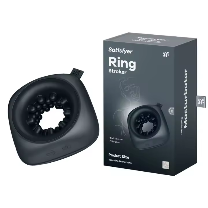 SATISFYER RING STROKER ANILLO MATURBADOR HOMBRE TAMAÑO VIAJE COLOR NEGRO JUGUETES SEXUALES MASCULINO - 1