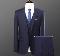 Traje De Negocios Slim-fit Para Hombre Con Chaleco De Solapa Sencilla Y Dos Botones Color Sólido Conjunto De 3 Piezas Moda Casual - details 15