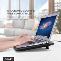 Base Refrigeradora Portátil HV-F2035, doble ventilación turbo, flujo de aire 65 CFM, 3 ventiladores, 2 puertos USB, diseño antideslizante, compatible con laptops 14-17", MacBook Pro, Ultrabooks y notebooks, diseño portátil, ideal para casa o viajes. - details 0