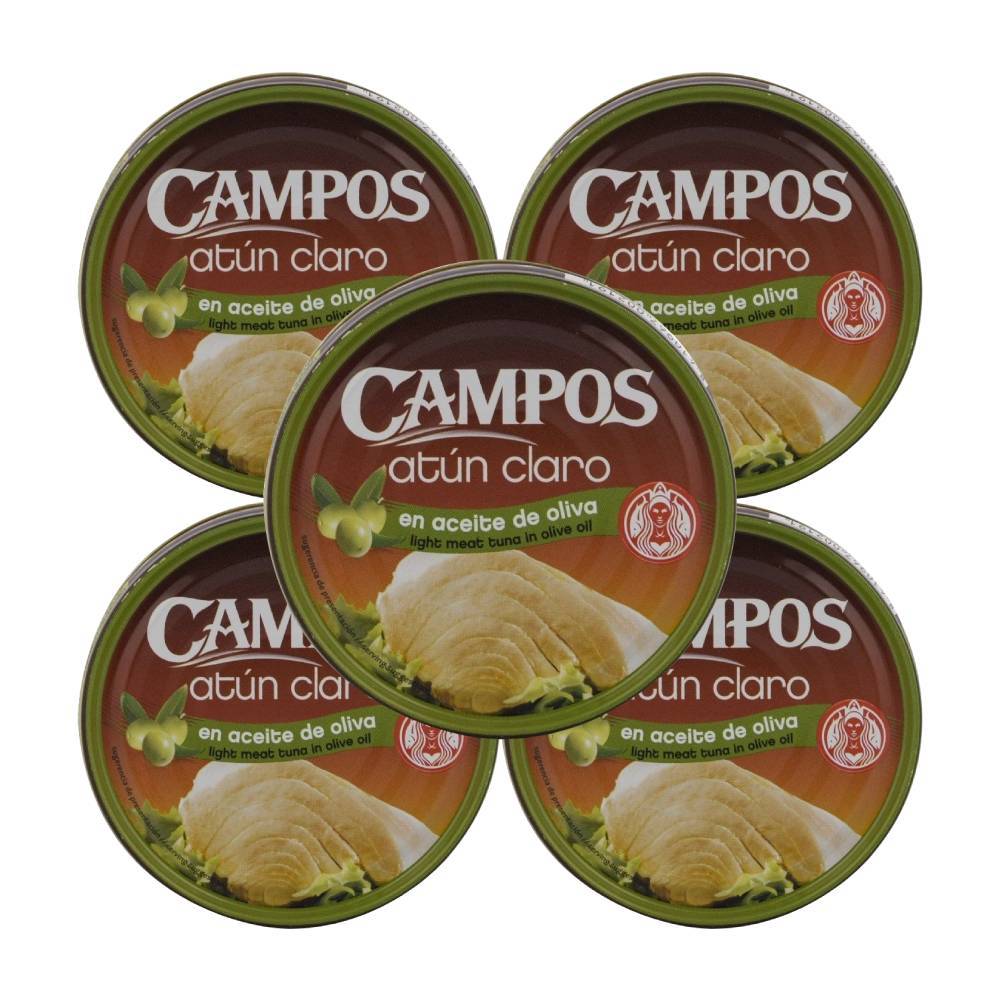 Atún claro en aceite de oliva Campos 160 g pack de 5 latas