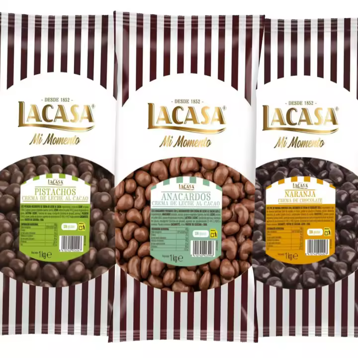 Lacasa Pack 3kg de bolas: Anacardo leche, de naranja con chocolate Negro,Pistachos con chocolate Leche - 1