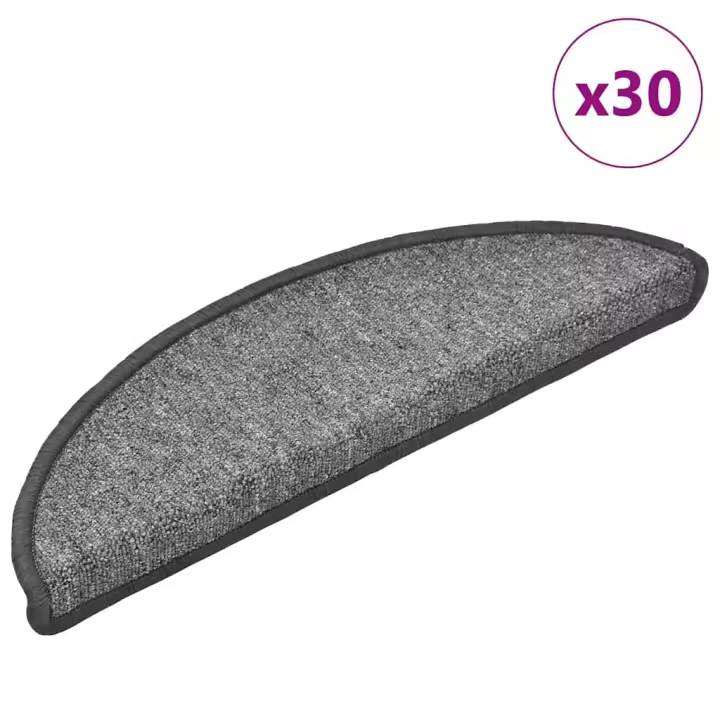vidaXL Alfombrilla escalera 30 uds gris oscuro 56x17x3 cm - 1