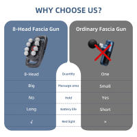 Masajeador De Cuerpo Con 8 Cabezales Fascia Gun Vibración De Alta Frecuencia Para Masaje De Espalda Y Cintura Masajeador De Cuello Y Hombros Material ABS - details 3