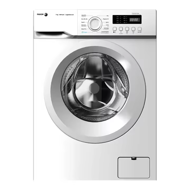 Lavadora FAGOR 3FE-7712 de 7Kg Clase A y 1200Rpm  | Blanco, Lavado rápido, Motor Estándar, Ojo de Buey - 1