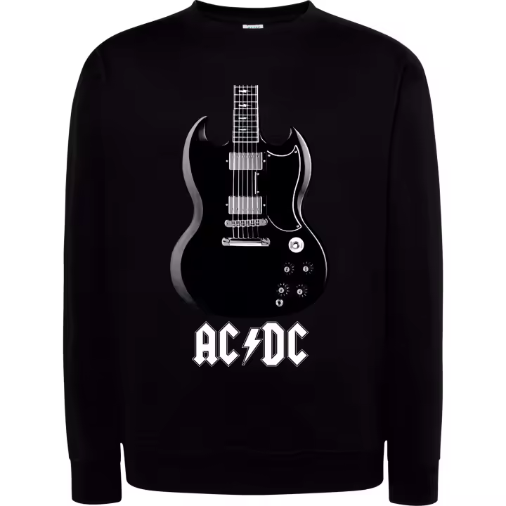 Sudadera cuello redondo, ACDC Guitar Back in Black  , Algodón y Poliester, 290 grms/m2 - Tallaje europeo de Niños y Adultos y Tallas grandes - 1