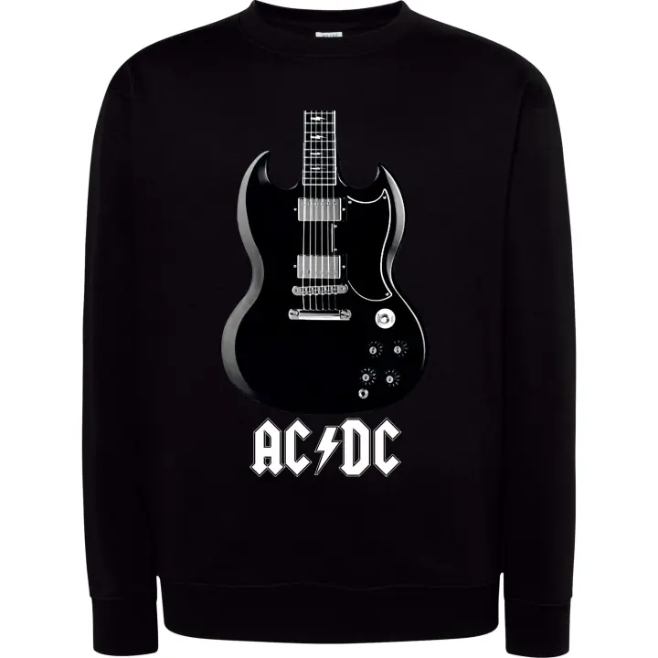 Sudadera cuello redondo, ACDC Guitar Back in Black  , Algodón y Poliester, 290 grms/m2 - Tallaje europeo de Niños y Adultos y Tallas grandes - 1