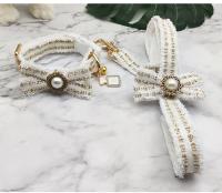 Correa Y Collar De Perro Con Encaje Y Perlas Vintage Para Pequeños Y Medianos Perros Con Cuello Ajustable Y Campanas Accesorios Para Mascotas - details 2