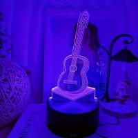 Lámpara De Ilusión Optica 3D Luz Nocturna Para Guitarra Con Toque Y Cambio De Color En 7 Tonos Para Ambiente De Dormitorio - details 0