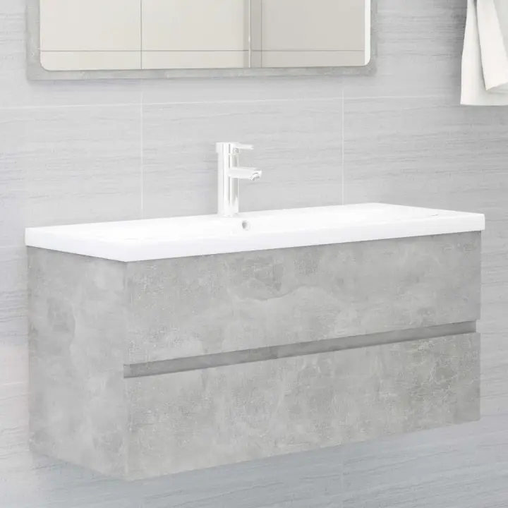 vidaXL Armario para lavabo contrachapada 100x38,5x45 cm en color Gris hormigón/Roble ahumado/Marrón roble y más | almacenamiento funcional diseño moderno para baño dormitorio sala - 1