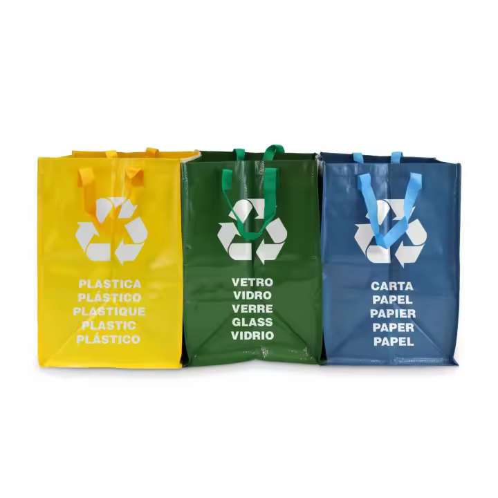 3 Cubo Basura Reciclaje Para Vidrio, Papel y Plástico, Bolsas Basura Reciclaje 3 Piezas, Pack 3 Papelera Cocina Fácil de Vaciar - 1