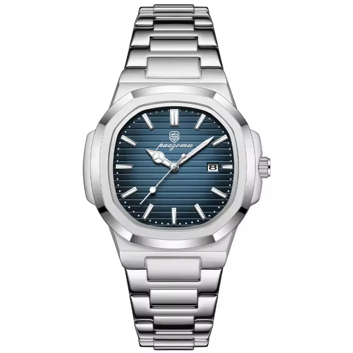 Reloj De Pulsera De Lujo PENGAGAR 2024 Para Hombre Acero Inoxidable Resistente Al Agua Con Fecha Y Manos Luminosas Cuadrado Reloj Hombre - 1