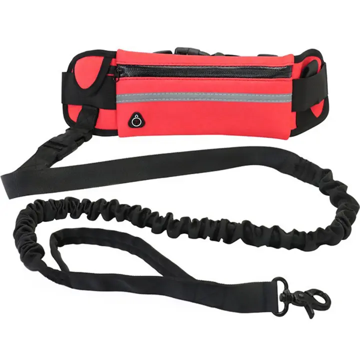 Correa Para Perros Sin Manos Para Correr Y Caminar Reflectiva Con Bolso De Cintura Retráctil Elástica Para Animales De Compañía - 1