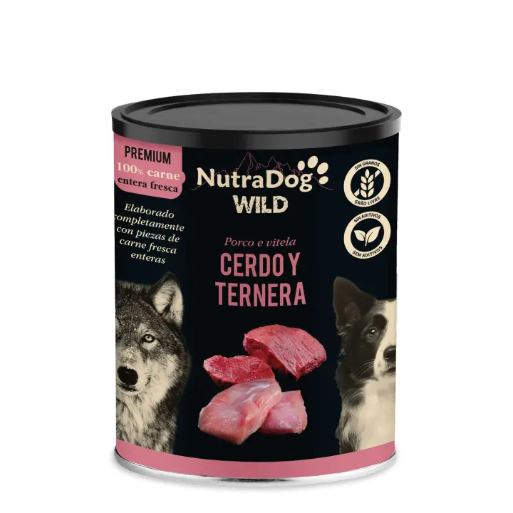 Lata de cerdo y ternera para perros NutraDog WILD PREMIUM 400g 15 LATAS - 1
