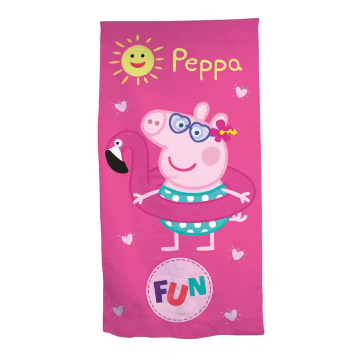 SUN & SURF Toalla de Playa Infantil PEPA PIG Licencia Original, Microfibra Rizo, Suave y Absorbente, Ideal para Piscina, Playa o Campo - 1