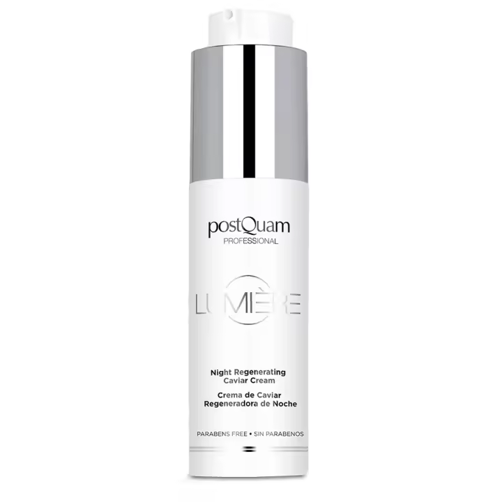 PostQuam - Crema de Caviar Nutritiva Lumière - Crema Facial de Noche Antiedad Regeneradora y Equilibrante con Extracto de Caviar, Ácido Hialurónico, Germen de Trigo, Rosa Mosqueta, Manteca de Karité y Vitamina E - 50 ml - 1