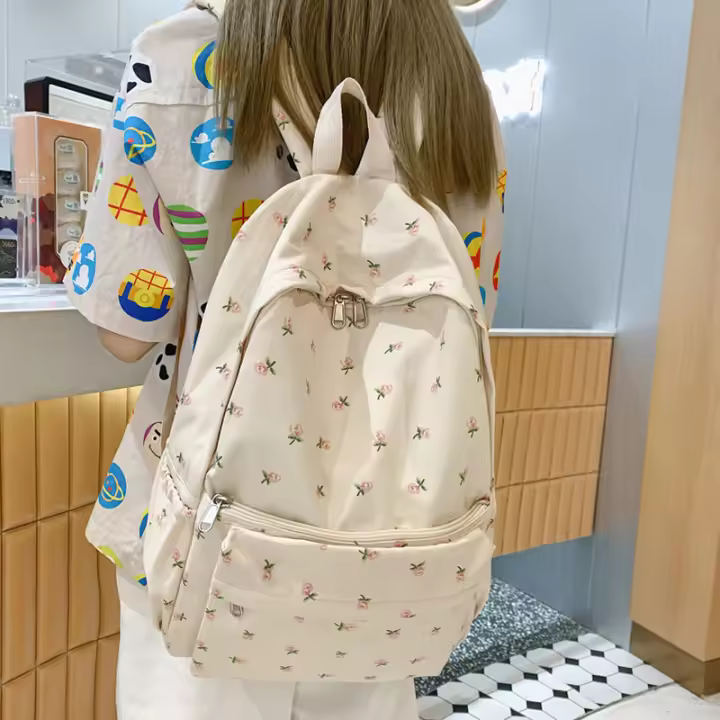 Mochila De Moda Para Mujer Impermeable De Nylon Con Capacidad Grande Antirrobo Para Viajes Y Escuela Estilo Casual - 1