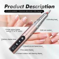 Máquina De Uñas Eléctrica 35000RPM Con Conjunto De Cuchillas Para Manicura Y Pedicura Cortador De Uñas Y Accesorios De Acrylic - details 2