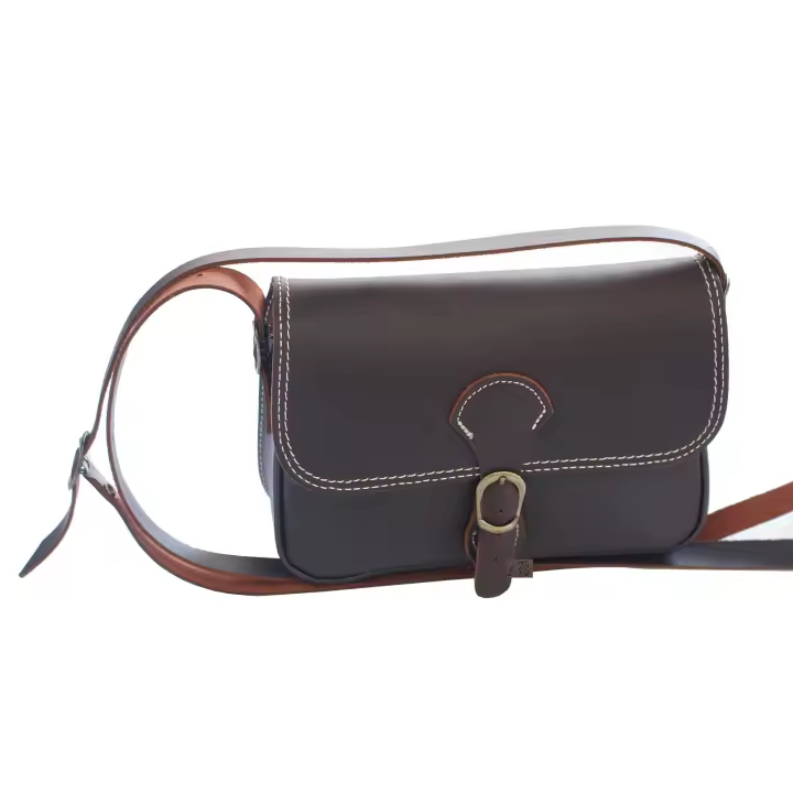 Funrey Bolso rociero de piel marrón Chocolate de Ubrique Medidas: 20x11,5x5cms. convertible en riñonera. - 1