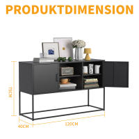 Decorativo de metal Negro, aparador y Caja Fuerte de Casillero, Estructura metálica robusta con elegante color Negro, H 75 cm x W 120 cm x P 40 cm - details 8