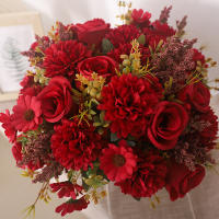 Decoración De Flores Artificiales Rosas Otoño Hydrangea Dalias Para Casa Mesa Decoración De Boda Navidad Flor Falsa Para Decoración De Hogar - details 3