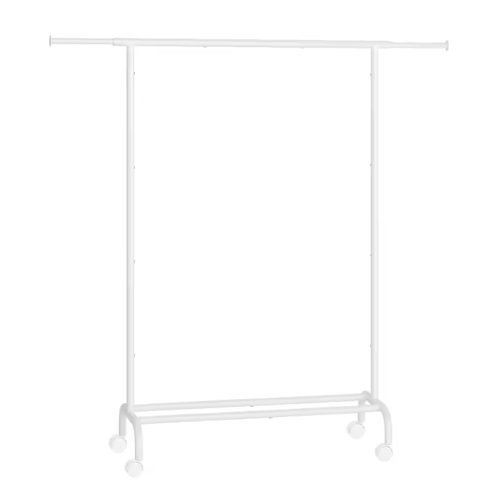 SONGMICS Burro para Ropa, Tendedero, Perchero, Barra Colgante Extensible, Almacenamiento de Ropa con Ruedas, 45 kg Carga Máx., 40 x (83-112) x 156 cm, Negro Tinta/Blanco Nube - 1