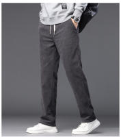 Pantalones De Corduroy Recto Para Hombre En Caqui Negro Gris Con Cintura Elástica Estilo Casual Suave Y Elástico Talla Baggy - details 2