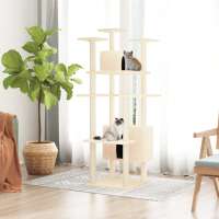 vidaXL Rascador para gatos con postes de sisal 162 cm Color Crema,  Gris claro,  Gris oscuro y mas - details 0