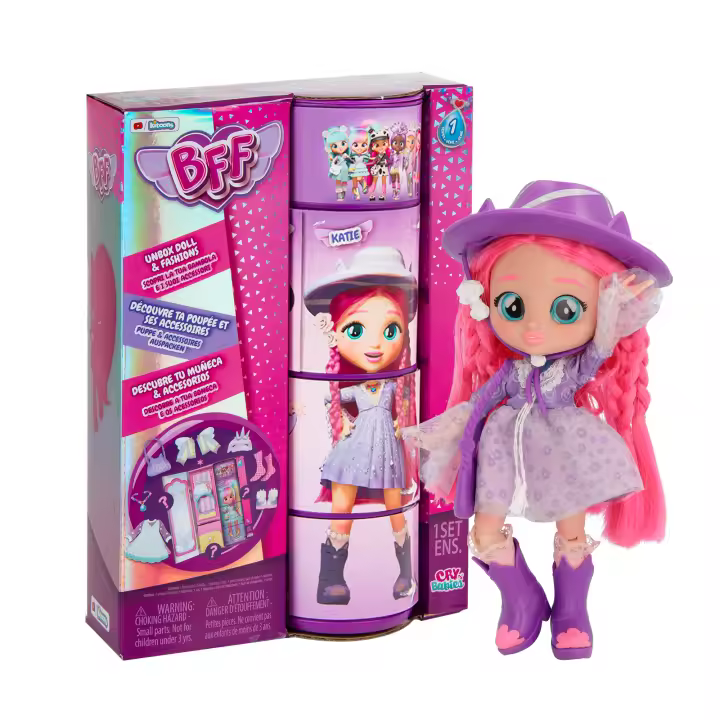 BFF BY BEBÉS LLORONES Bebés Llorones Katie | Muñeca fashion Coleccionable con Pelo largo, Ropa de tela y 9 Accesorios - Juguete regalo para niñas y niños +5 Años - 1