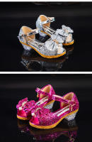 Zapatos De Niñas 2023 Nuevos De Otoño Casual Brillo Bows Children High Heel Sandalias De Fiesta De Princesa Moda Para Niñas Tallas Trueñas Material Superior PU - details 2