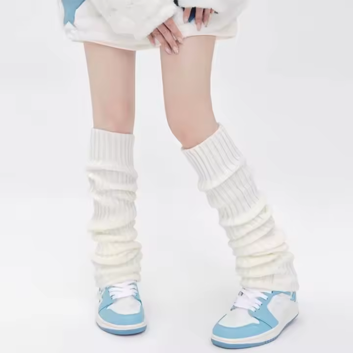 Calentadores De Piernas De Invierno Para Mujer Calcetines Largos Tejidos a Mano Cubierta De Pie Diseño Sólido Material Acrílico - 1