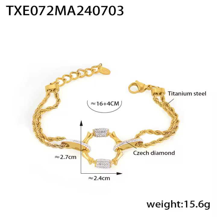 Temperamento personalidad Giro Cadena Joyas Bambú Empalme diamantes Diseño Titanium Maple joyería conjunto - 1